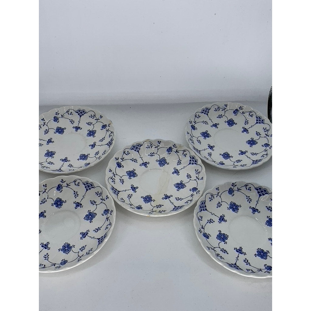 MYOTT FINLANDIA Vintage Swirl Rim Fine Staffordshire Ware 10pc Saucer & Cup