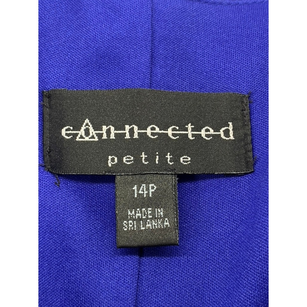CONNECTED Women's Petite Dark Blue Pleated Tiered Dress SZ 14P