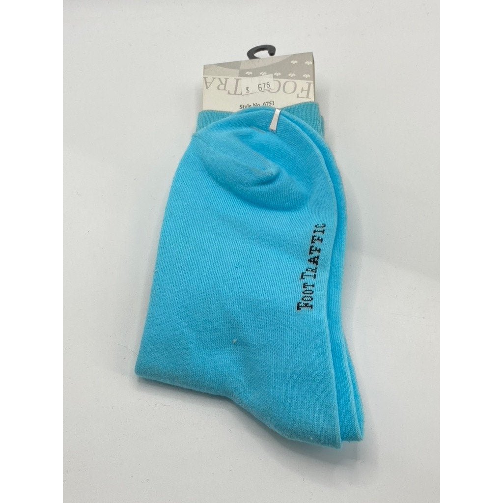 FOOT TRAFFIC Women's Light Blue-Green Butterfly Crew Socks SZ 4-10