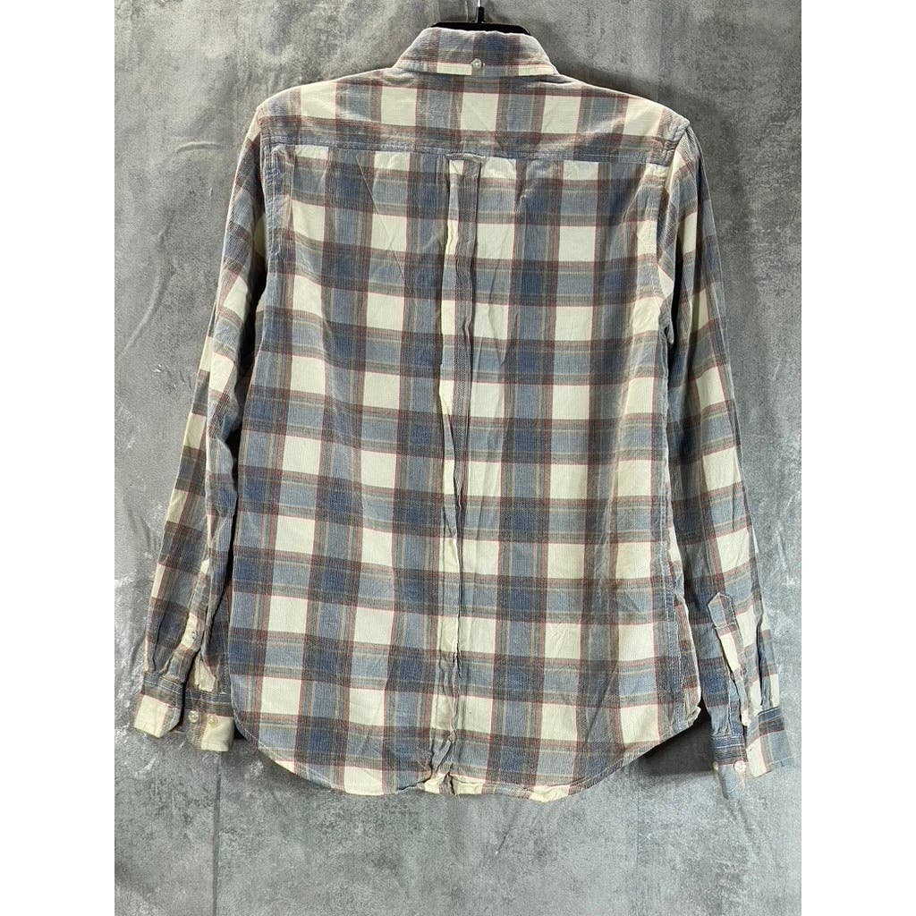 BEN SHERMAN Men's Gray Plaid Button-Up Long Sleeve Shirt SZ S