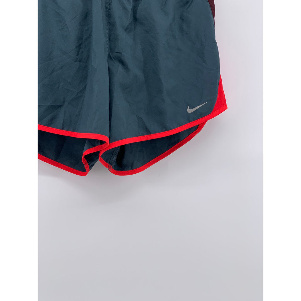 NIKE Women's Gray-Red Mesh Lined Pull-On Dri-Fit Drawstring Active Shorts SZ S