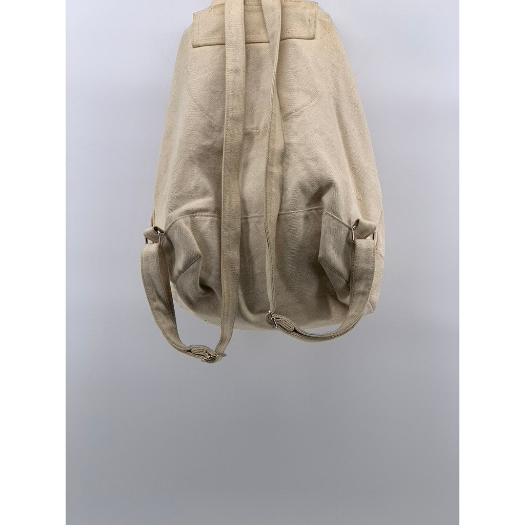 BAGGU Unisex Adult Off-White Canvas Drawstring Adjustable Backpack SZ OS
