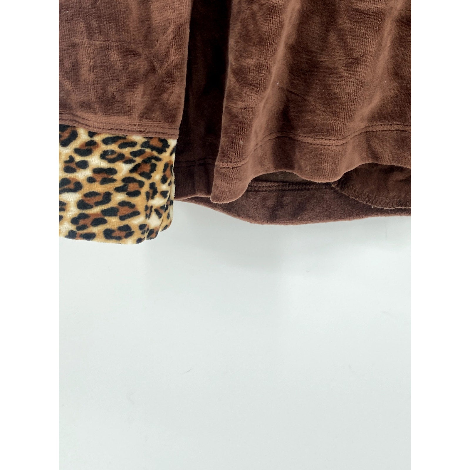 SPORT SAVVY Women's Brown Soft Y2K Animal Print Zip-Up Long Sleeve Sweater SZ M