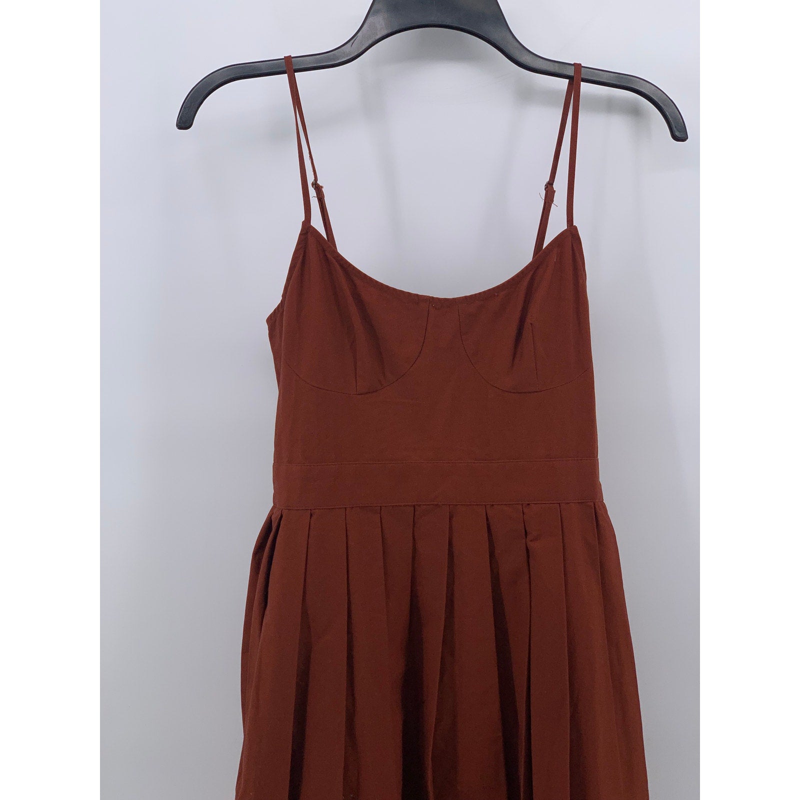 FUTURE COLLECTIVE Women's Rust Orange Scoop-Neck A-Line Belted Midi Dress SZ 2