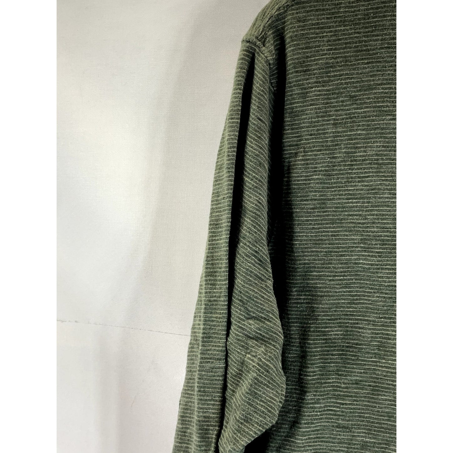 LANDS' END Men's Green Striped Crewneck Long Sleeve T-Shirt SZ XL