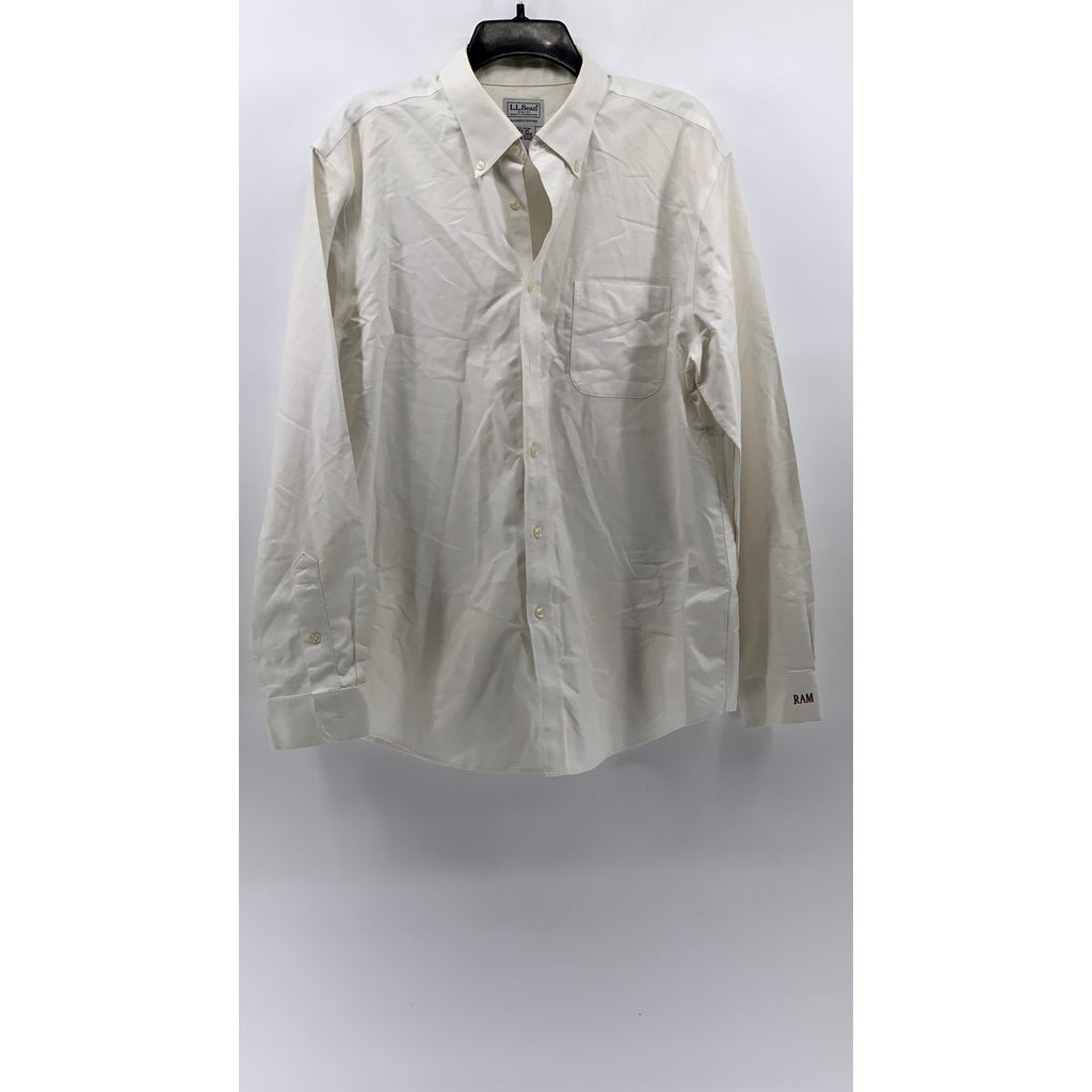 L.L.BEAN Men’s White Solid Slightly Fitted Button-Up Shirt SZ 16.5