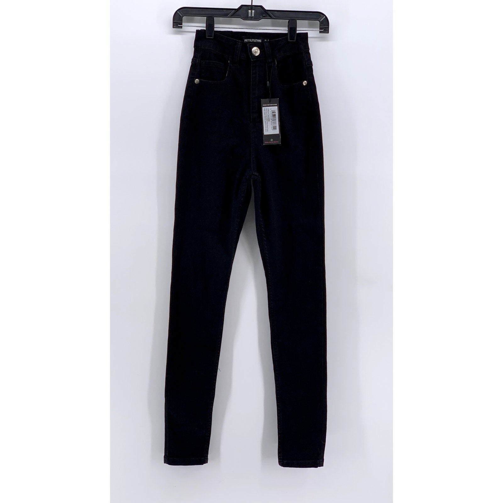 PRETTYLITTLETHING Women's Black Shape Super High Waist Skinny jeans SZ 2