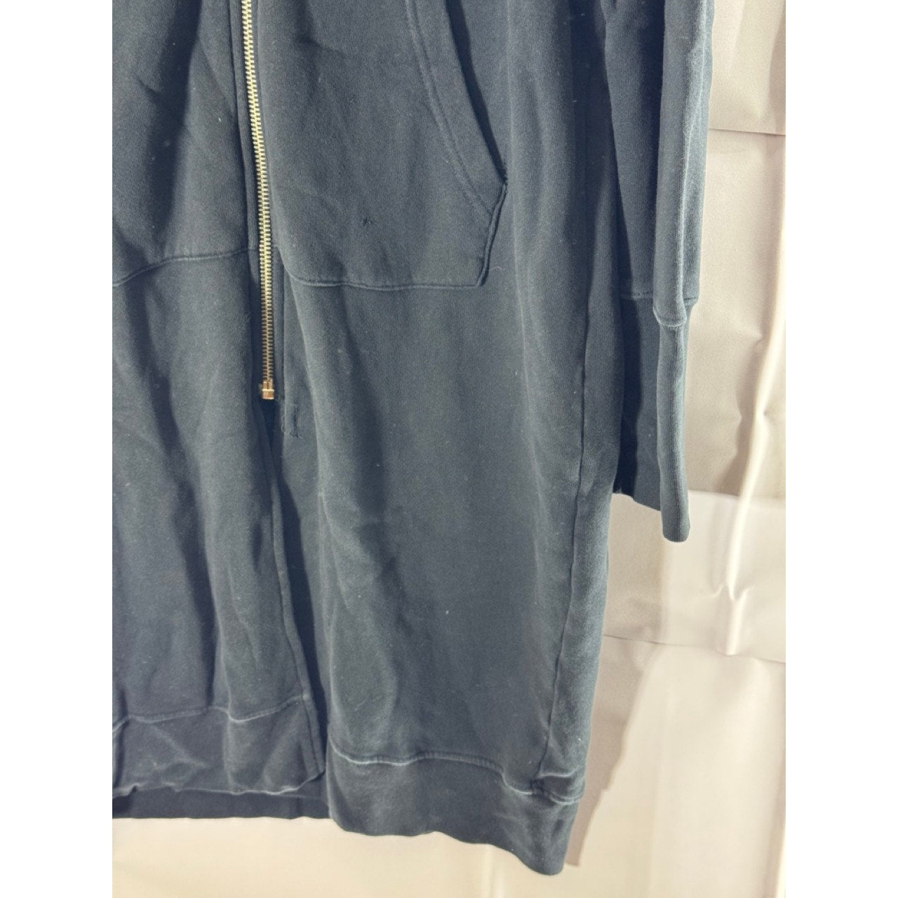 OAK Women's Black Solid Long Heavyweight Long Sleeve Zip-Up Cotton Hoodie SZ XL