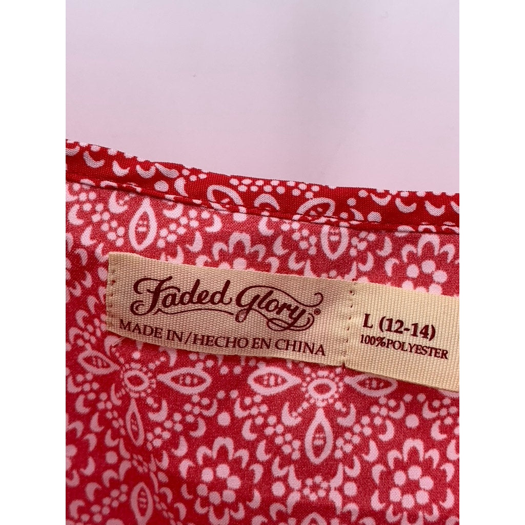FADED GLORY Women's Red Printed Scoop-Neck Tank Top SZ L