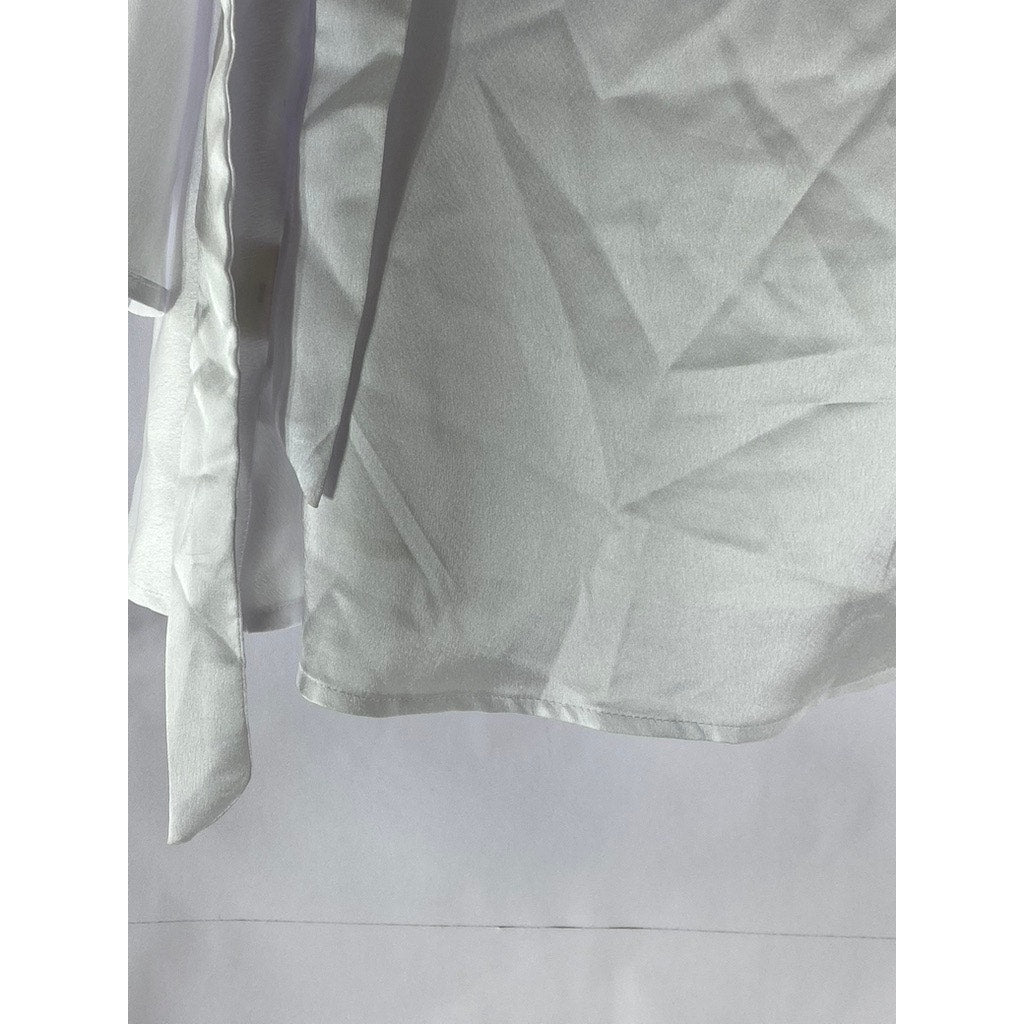 UNBRANDED Women's Bright White Satin Wrap Mini Skirt SZ M