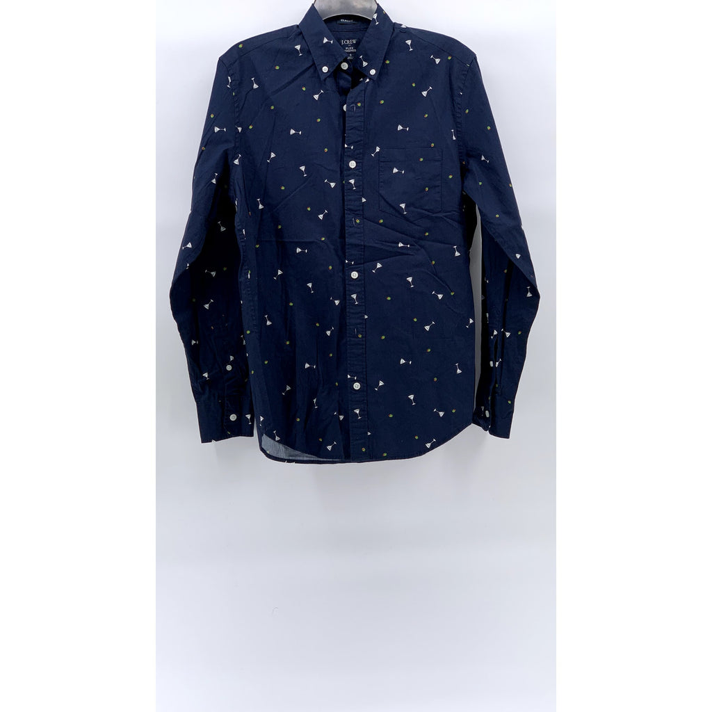 J.CREW Men's Navy Martini Classic-Fit Untucked Flex Washed Button-Up Shirt SZ S