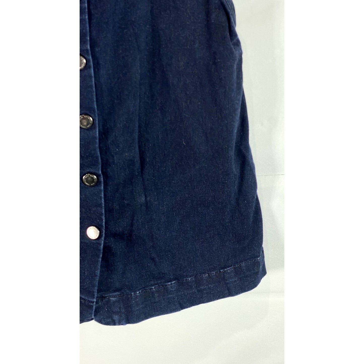 TOPSHOP MOTO Women's Blue Denim Button-Up Square-Neck Crossback Mini Dress SZ 10