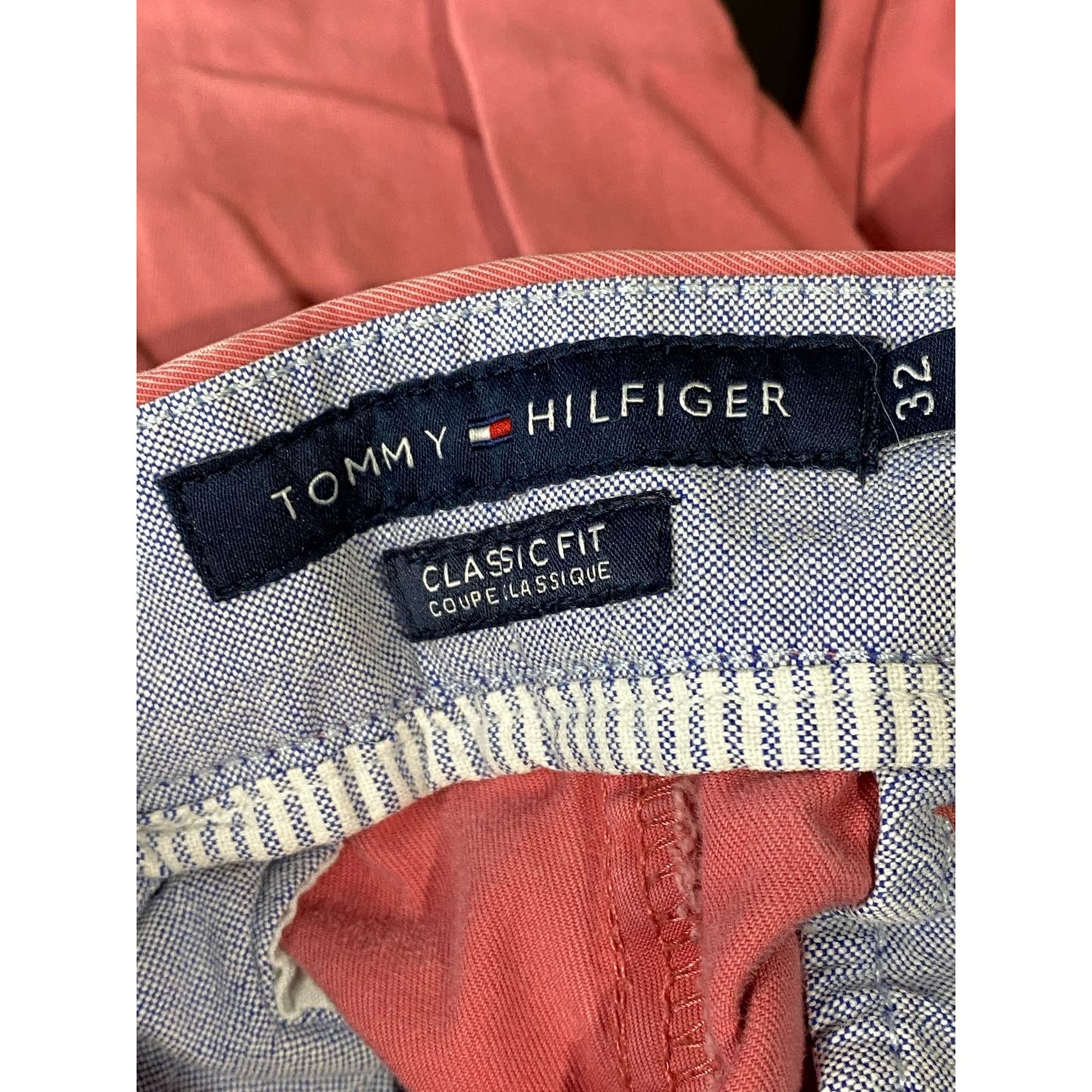 TOMMY HILFIGER Men's Red Cotton Classic-Fit Four-Pocket Chino Shorts SZ 32