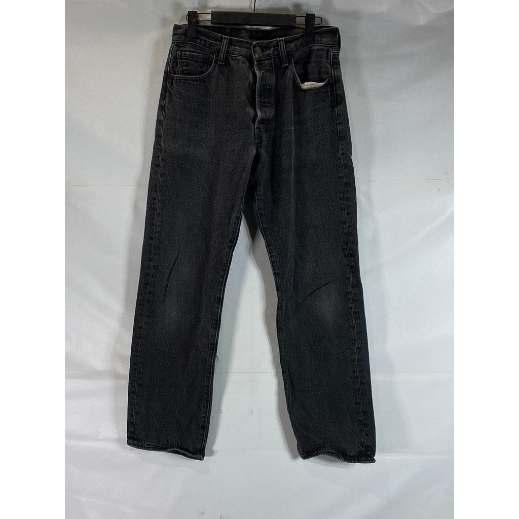 LEVI'S Men's Dark Grey 501 Button-Fly Five-Pocket Straight-Leg Jeans SZ 30X32