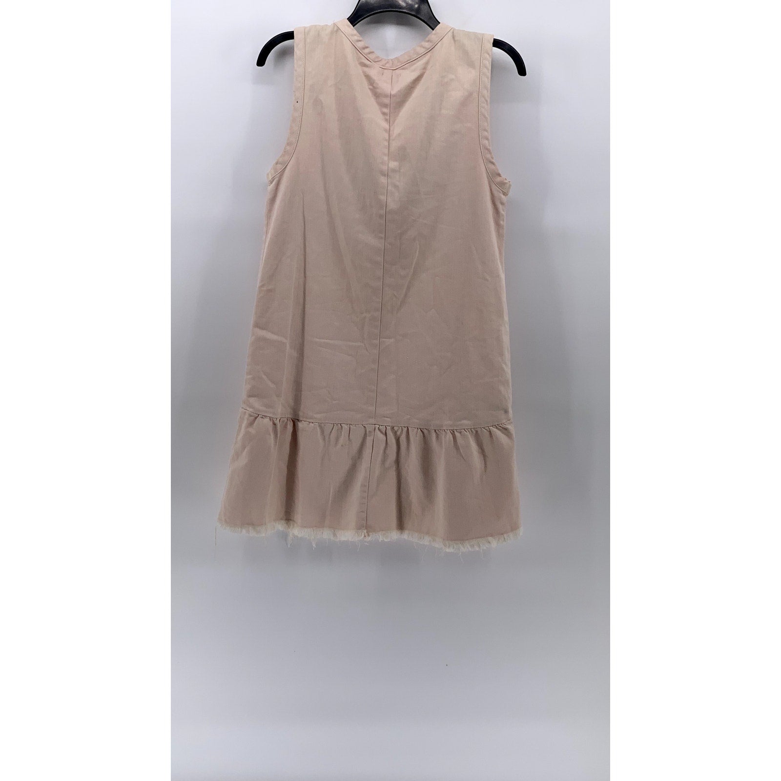 AERIE Women's Light Pink Lace-Up Neck Ruffle-Hem Sleeveless A-Line Dress SZ S