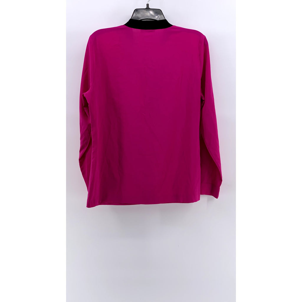 CALVIN KLEIN Women's Magenta V-Neck Long Sleeve Top SZ M