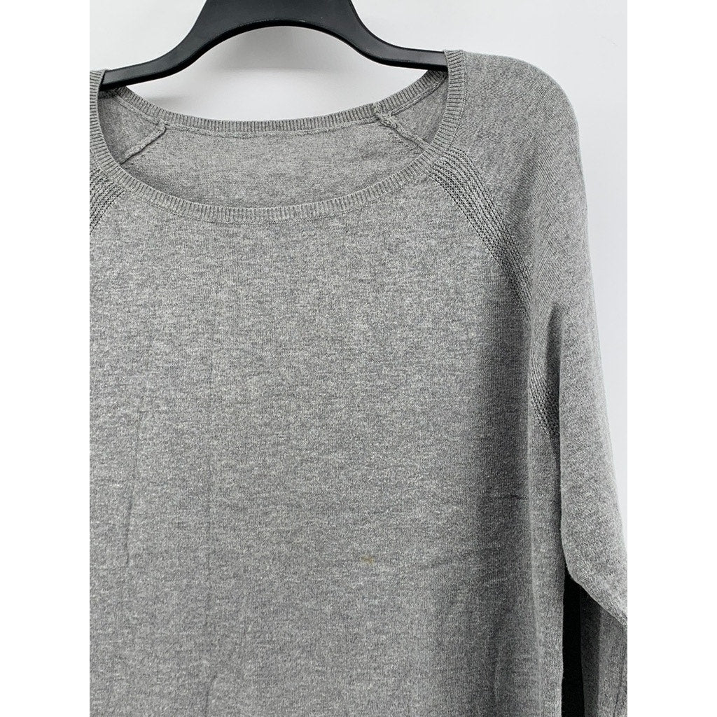 UNBRANDED Women's Gray Layered Scoop Neck Long Sleeve Top SZ M/L