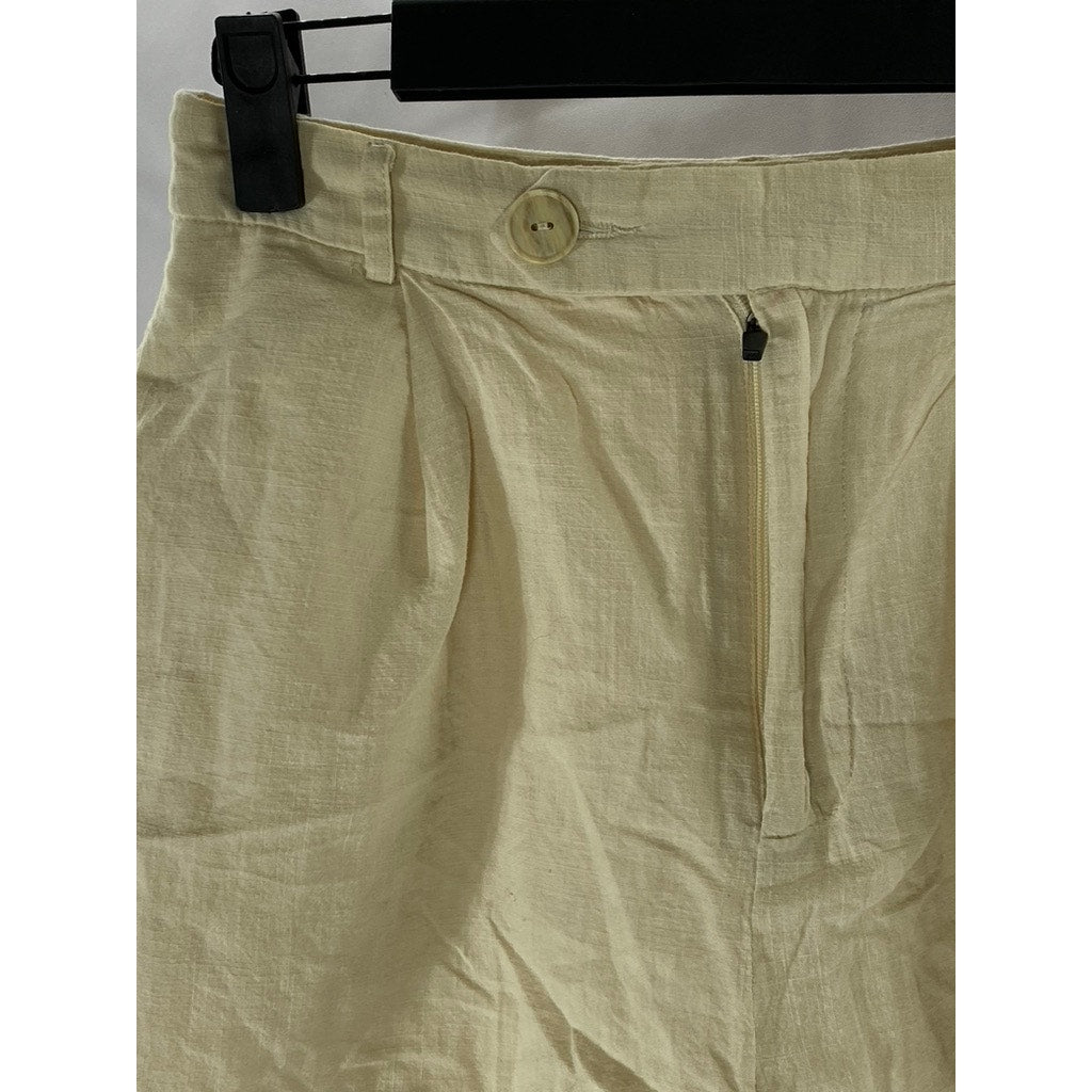 SHEIN Women's Beige Lightweight Extended-Button Casual Shorts SZ 2