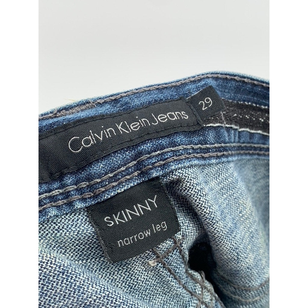 CALVIN KLEIN JEANS Men's Blue Denim Distressed Skinny Jeans SZ 29