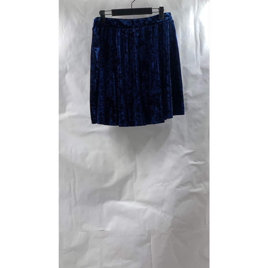 FOREVER 21 Women's Plus Size Blue Crushed Velvet A-Line Mini Skirt SZ 1X