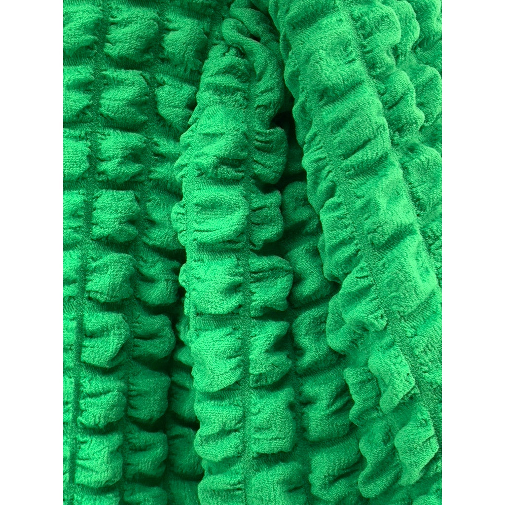 DALIN. Women's Green Textured Puff-Elbow Sleeve Top SZ M