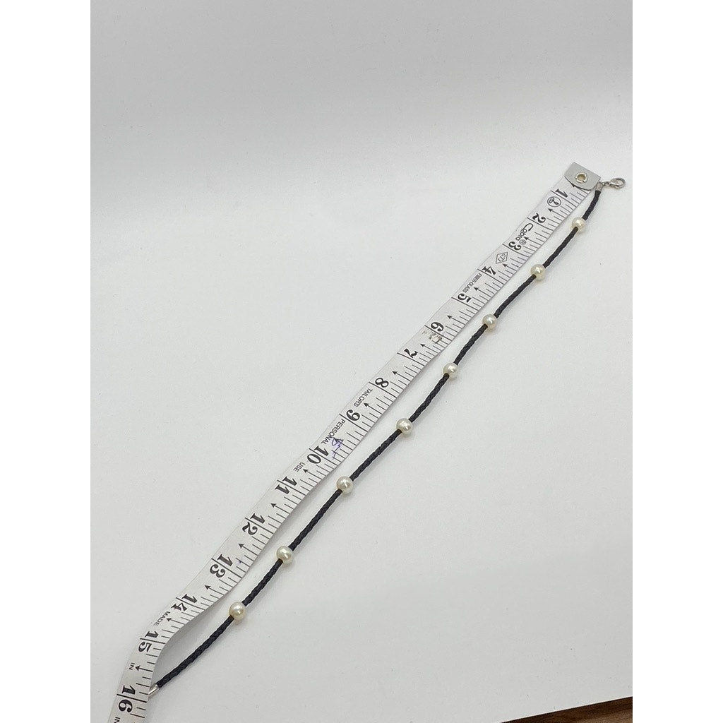 VINTAGE Women's Black Faux-Pearl Braided Necklace SZ OS