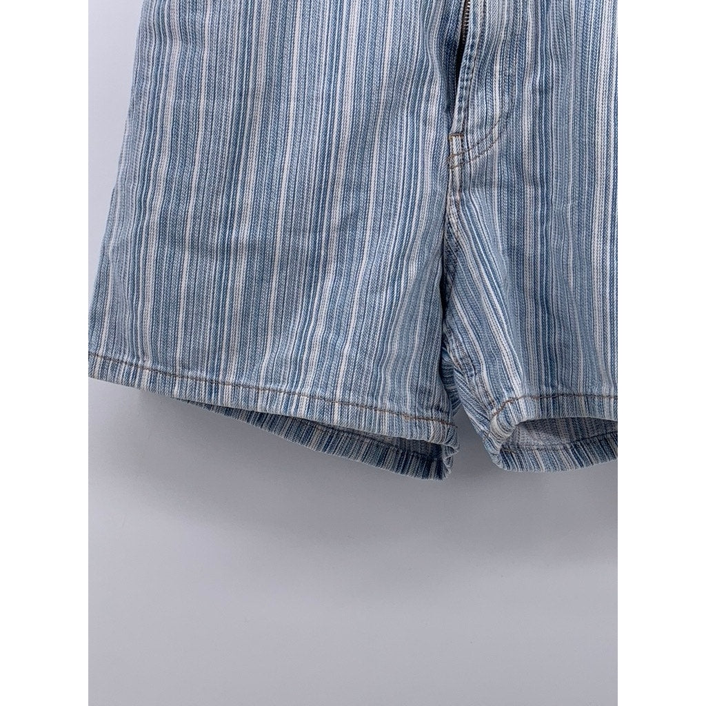 ZARA Women’s Blue-White Striped High-Rise Denim Casual Shorts SZ 27