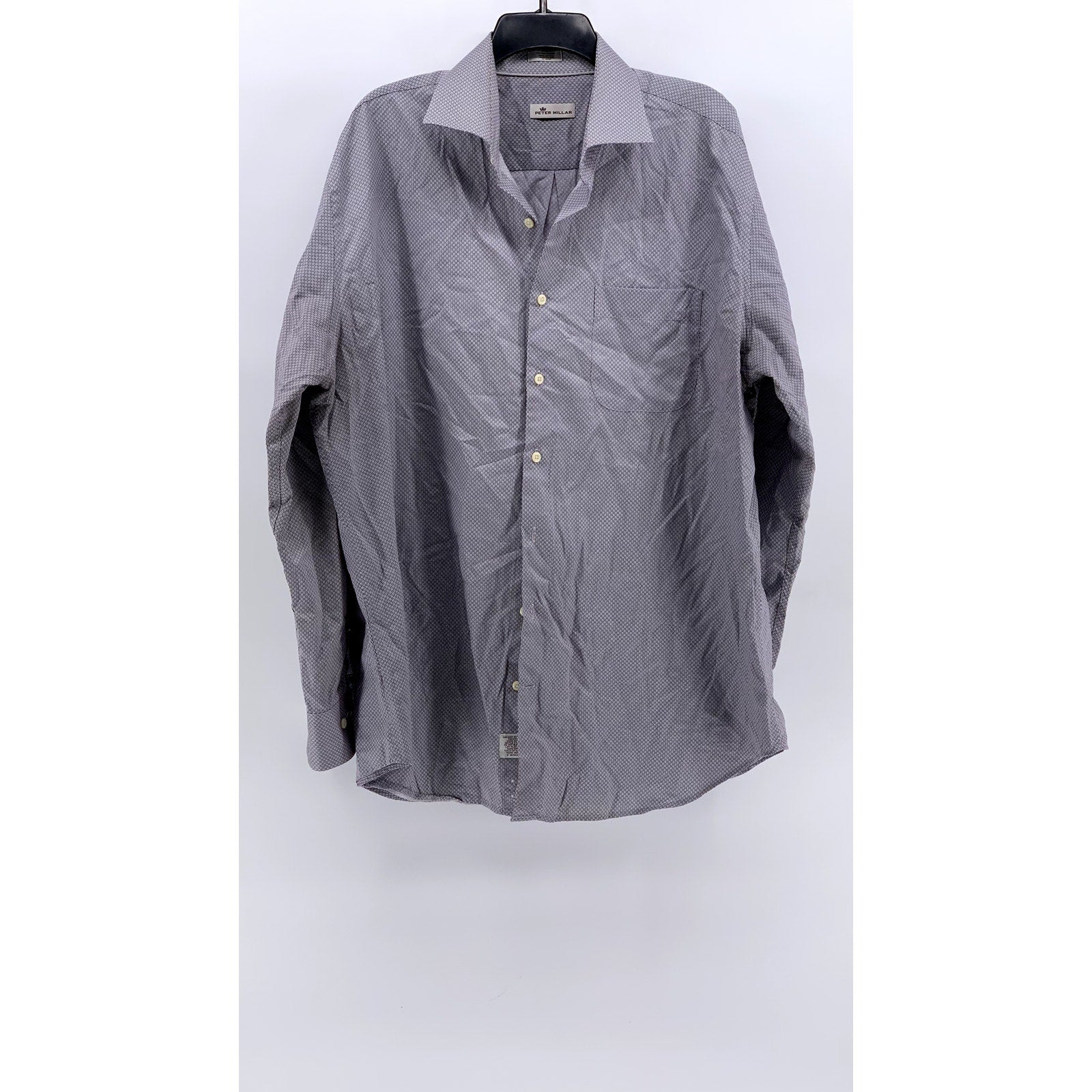 PETER MILLAR Men's White-Burgundy Printed Button-Up Long Sleeve Shirt SZ XL