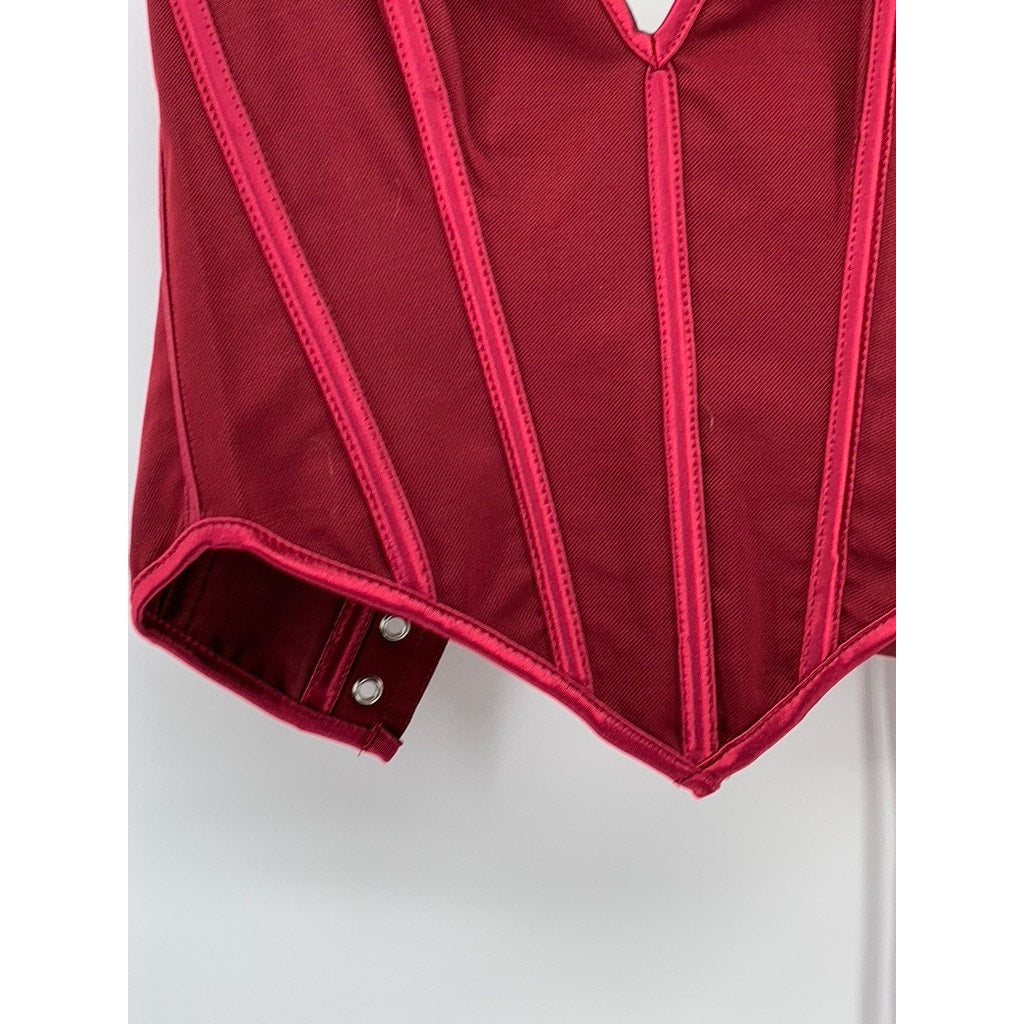 UNBRANDED Women's Red Lace-Back Strapless Corset Top SZ XS