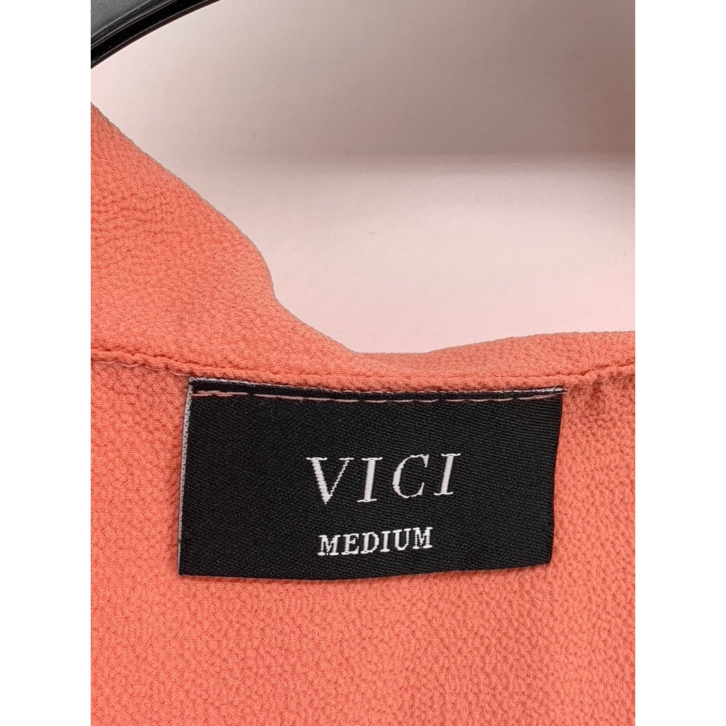 VICI Women's Peach Ruffle Belted Maxi Dress SZ M