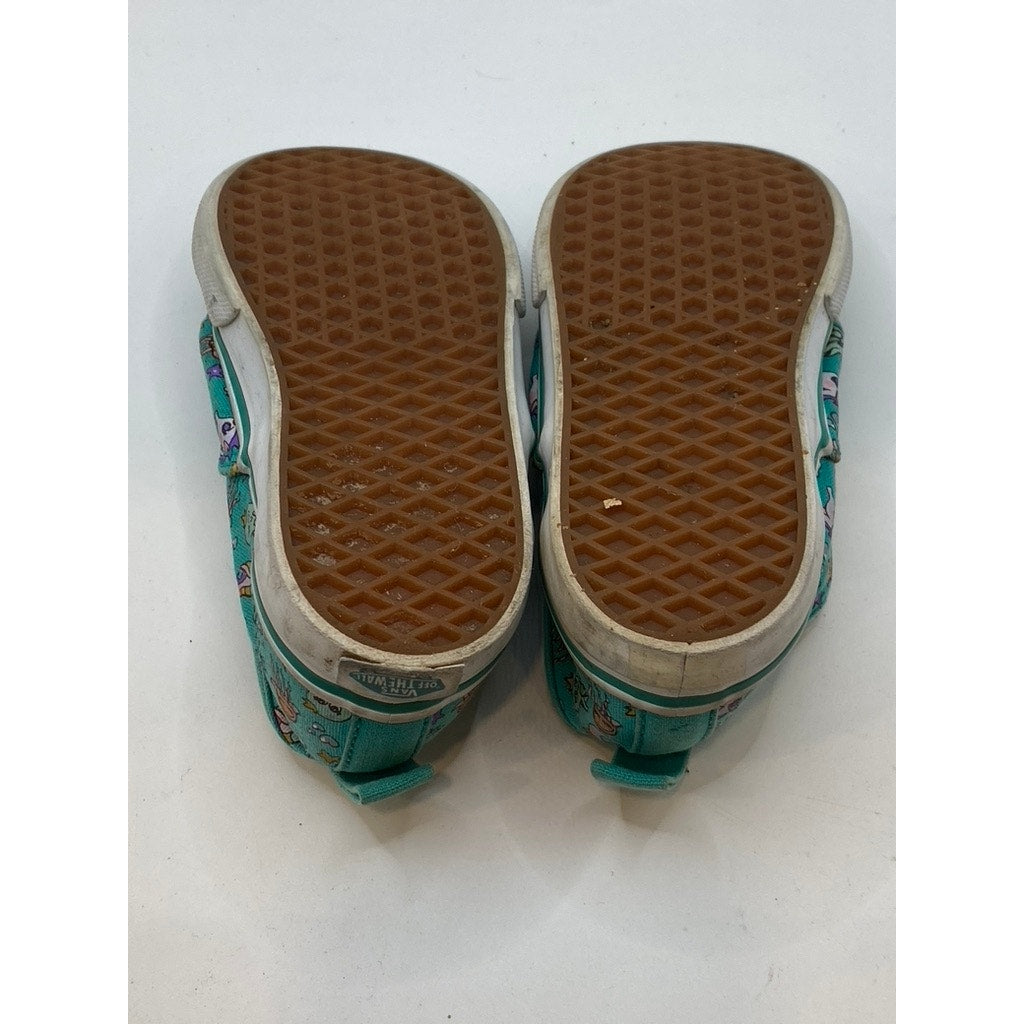 VANS Toddler Girls' Teal Blue Sea Critter Print Lace-Up Classic Sneakers SZ 8.5