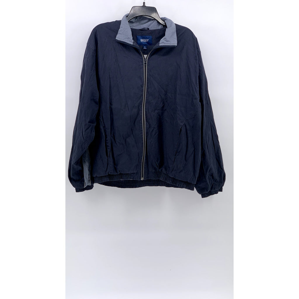CROFT & BARROW SPORT Men's Navy Stand Collar Zip-Up Windbreaker Jacket SZ M
