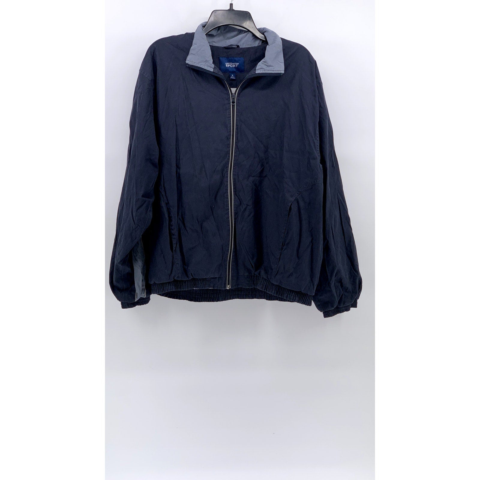 CROFT & BARROW SPORT Men's Navy Stand Collar Zip-Up Windbreaker Jacket SZ M