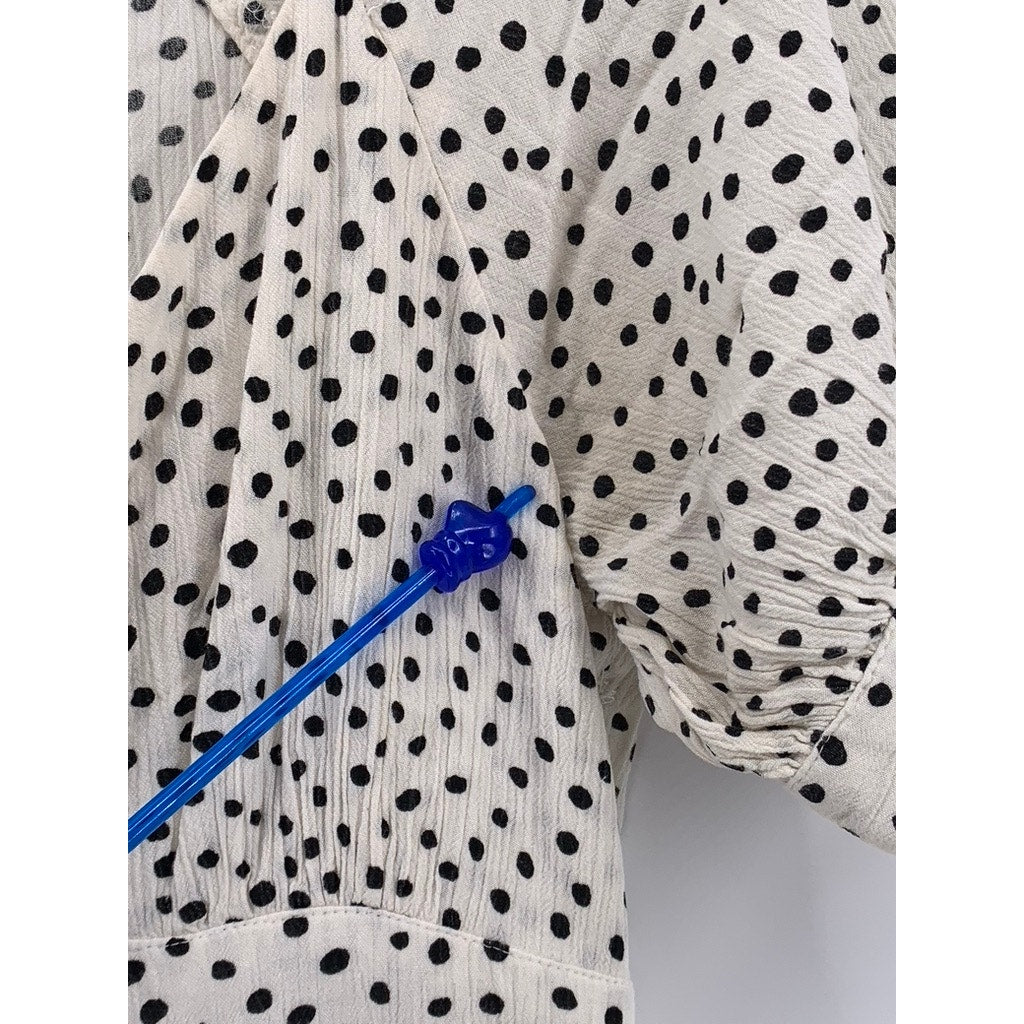 URBAN Women's White-Black Devin Polka Dot Tie-Front Midi Dress SZ 6
