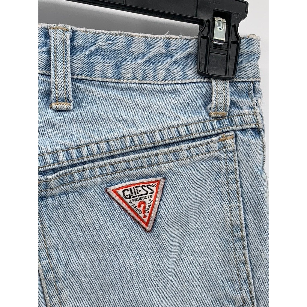 GUESS By GEORGES MARCIANO Women's Vintage Blue Denim Distressed Shorts SZ 29
