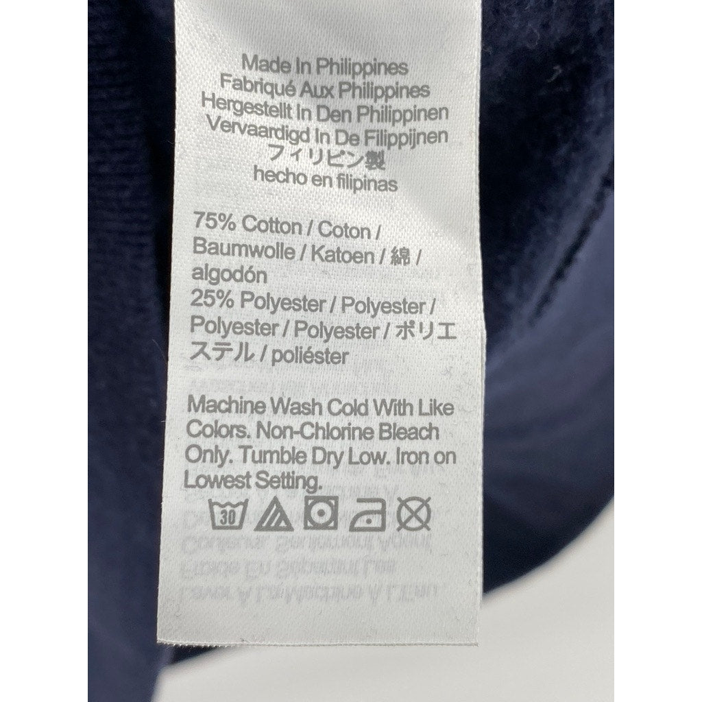 J.CREW Men's Navy Blue Pique Fleece Collared Pullover Long Sleeve Sweatshirt SZS