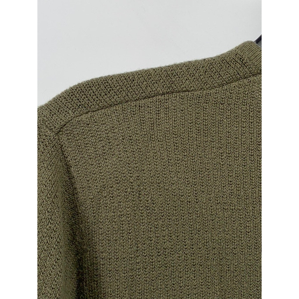 ZARA Men's Olive Green Knit Long Sleeve Casual Henley Shirt SZ M