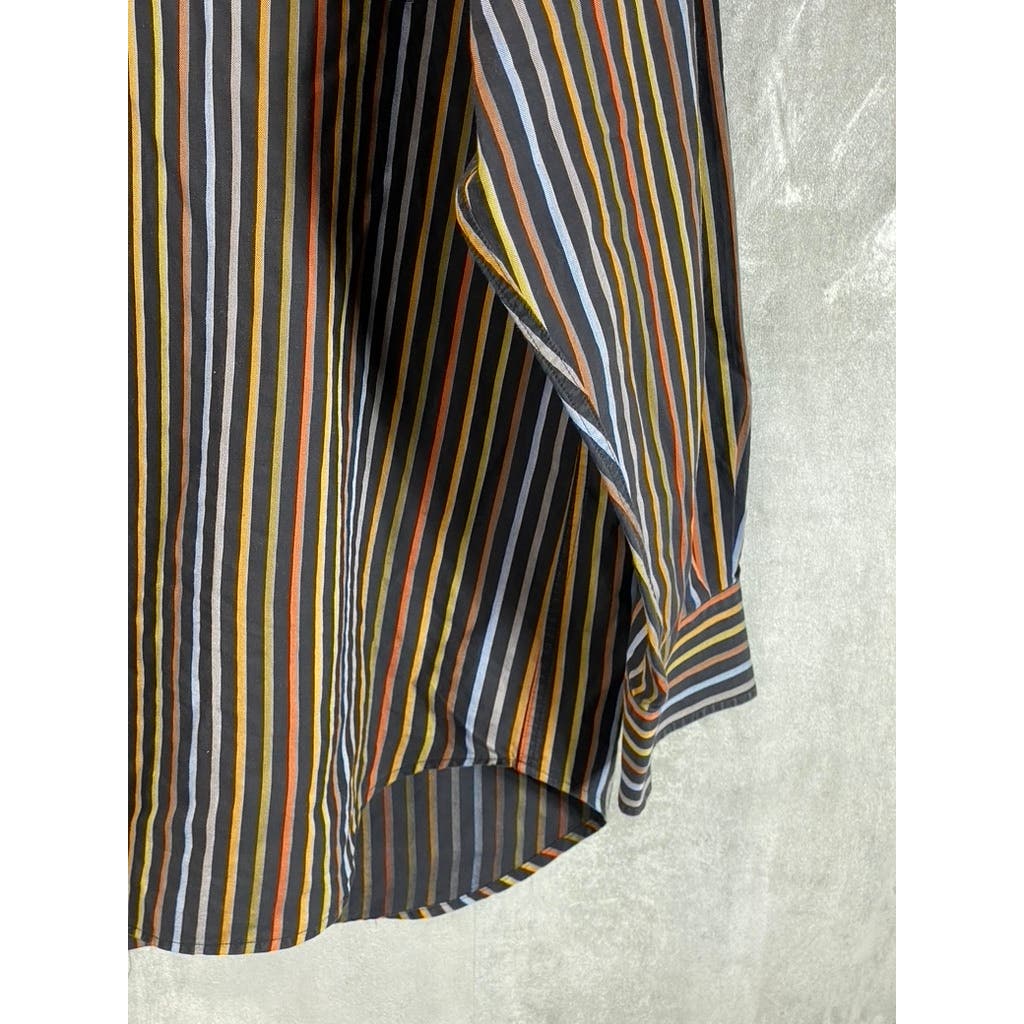 ROBERT TALBOTT CARAMEL Men's Brown Multi Stripe Button-Up Long Sleeve Shirt SZ L