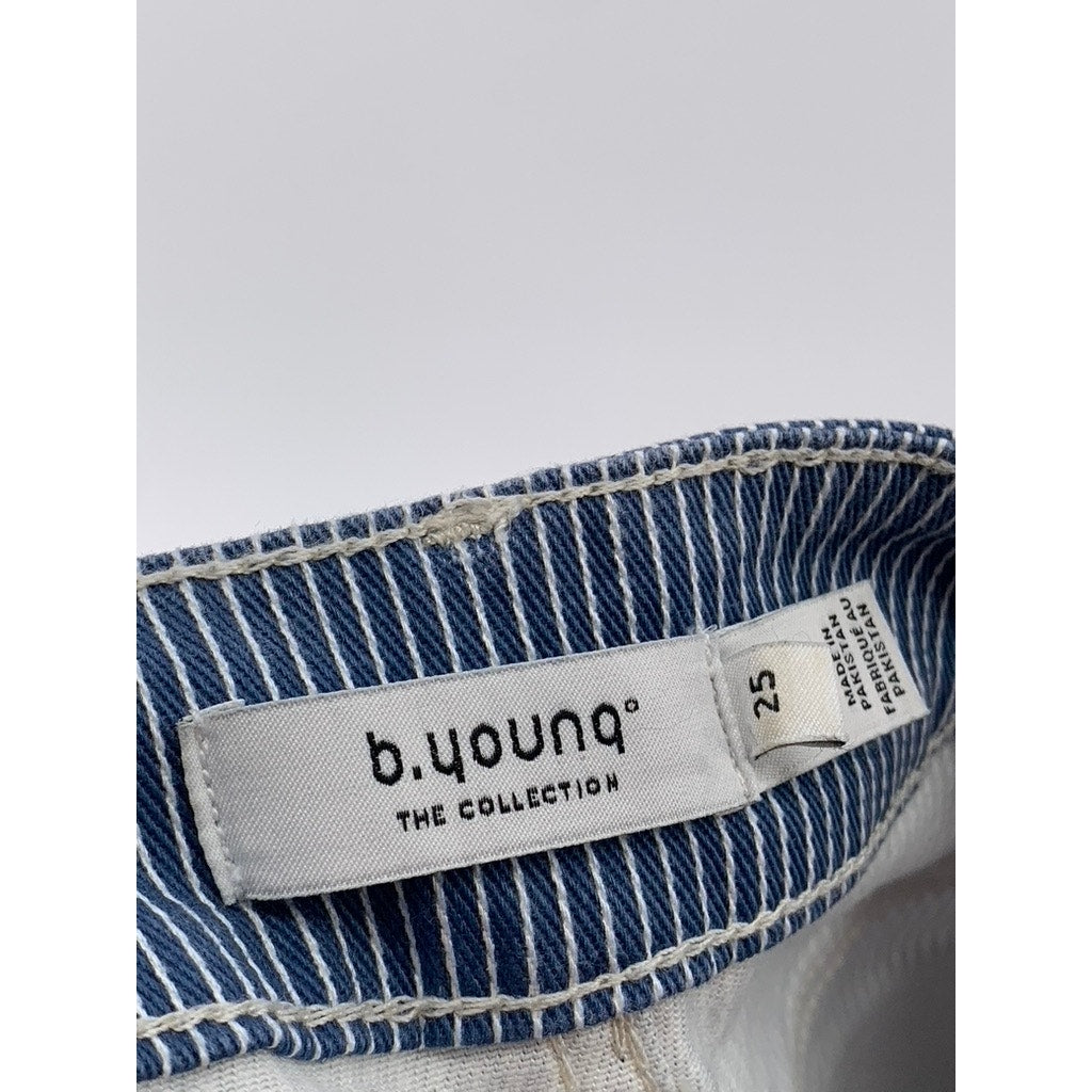 B.YOUNG Women's Blue-White Pinstripe Bykato Bykasio Jeans SZ 25(S)