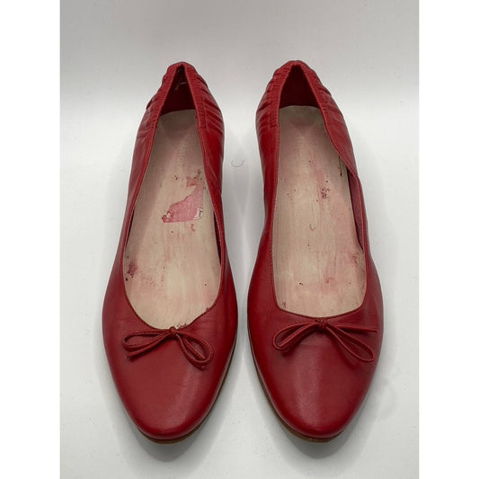 NATURALIZER Women's Dark Red Leather Round-Toe Kitten-Heel Slip-On Pumps SZ 7
