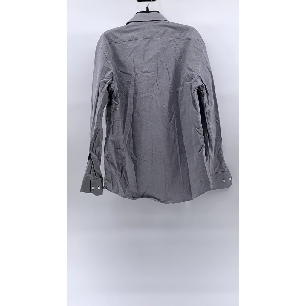 INDOCHINO Men’s Gray Button-Up Regular-Fit Long Sleeve Shirt SZ S