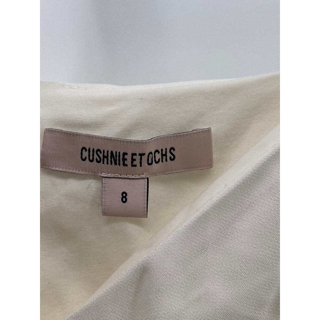 CUSHNIE ET OCHS Women’s Cream Wrapover Spaghetti Strap Embellished Tank Top SZ 8