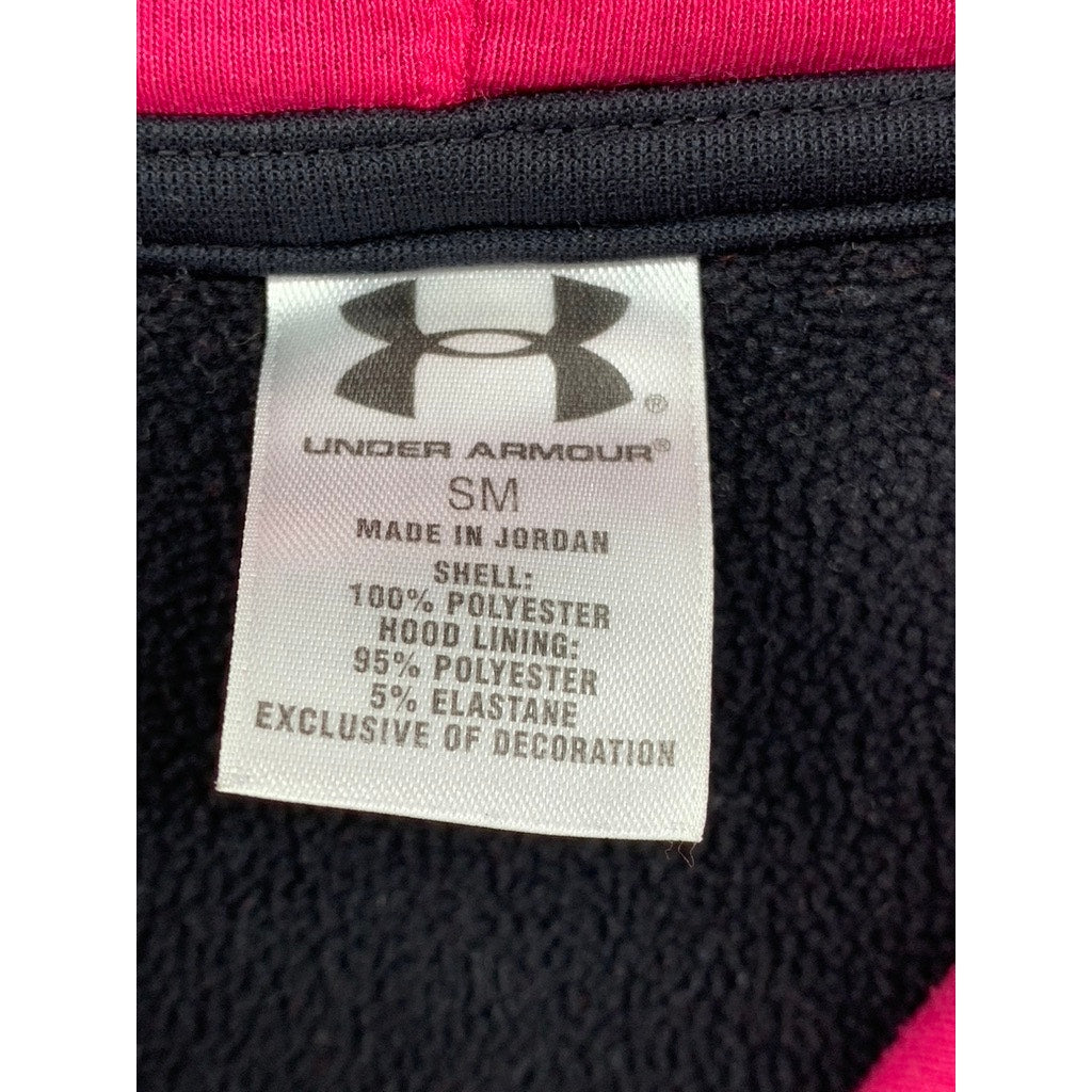 UNDER ARMOUR Women's Black-Pink Embroidered Logo Hoodie SZ S