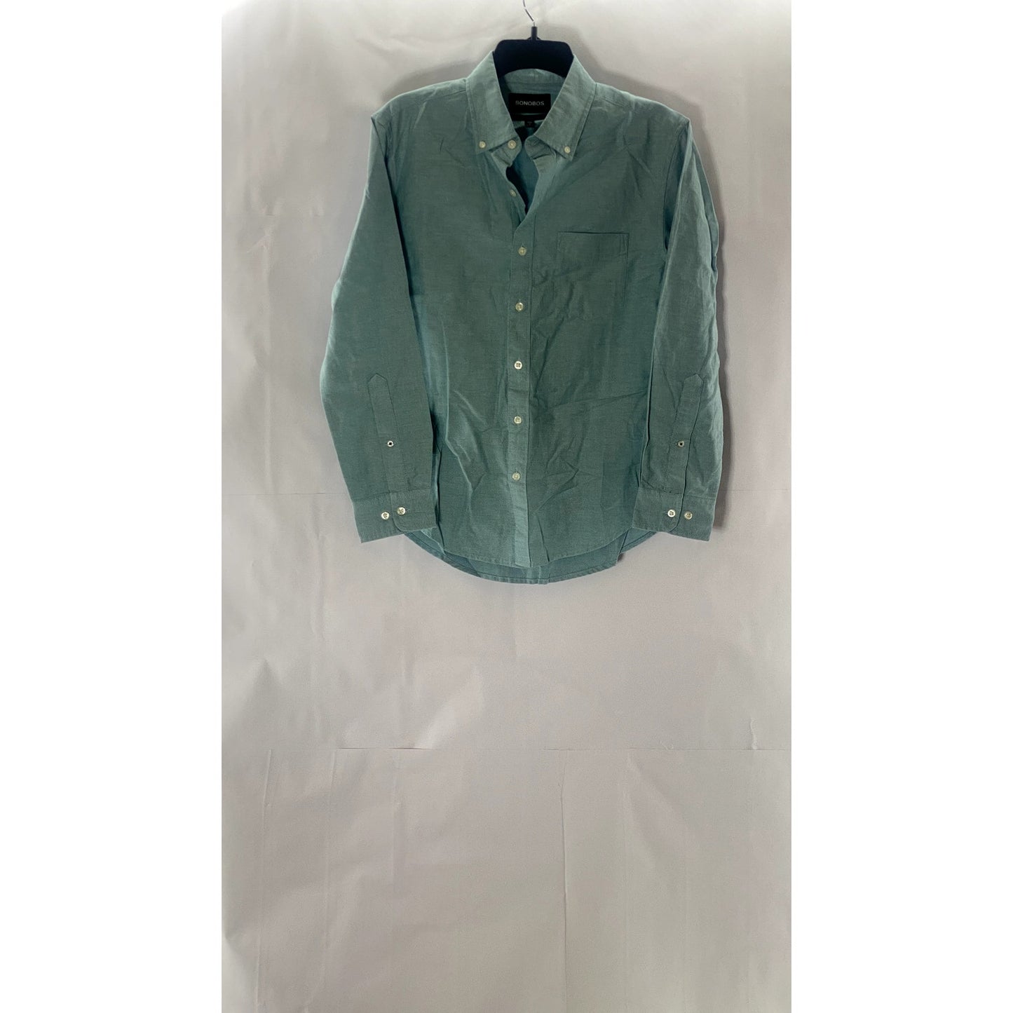 BONOBOS Men's Teal Textured Slim-Fit Short Long Sleeve Button-Up Shirt SZ S