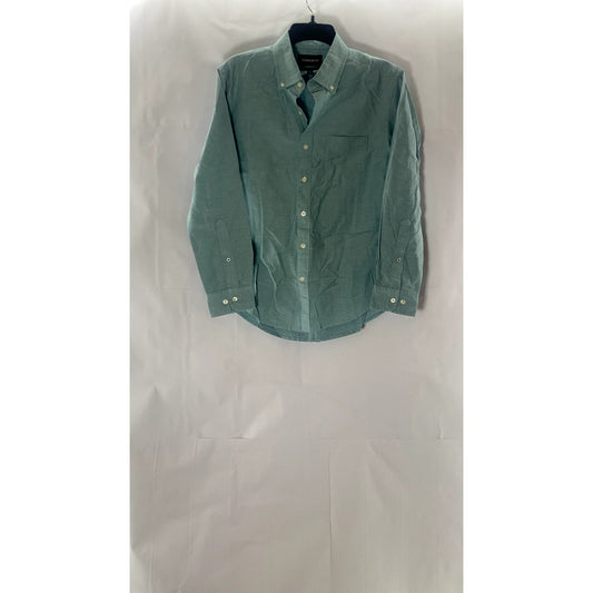BONOBOS Men's Teal Textured Slim-Fit Short Long Sleeve Button-Up Shirt SZ S