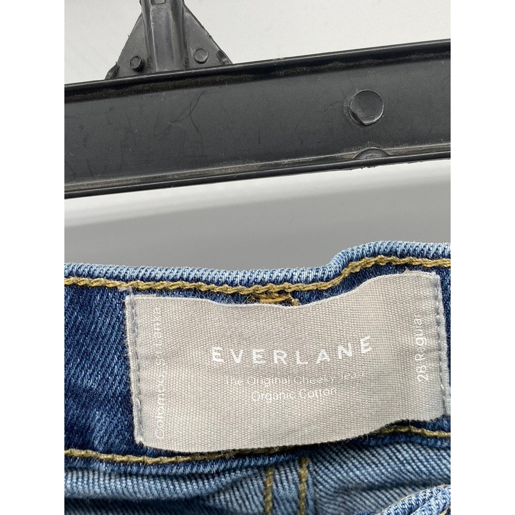 EVERLANE Women's Dark Blue High-Rise Straight-Leg The Original Cheeky Jean SZ 28