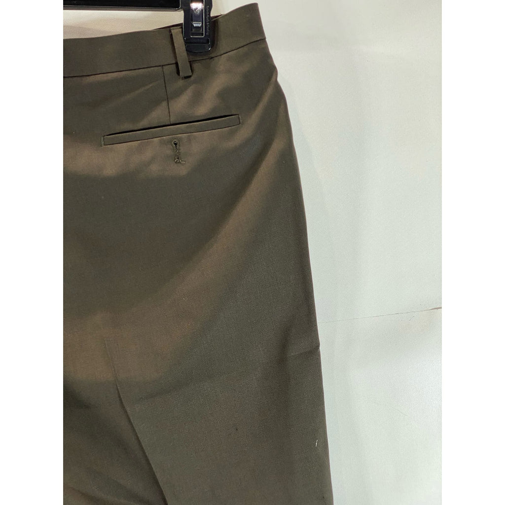 LAUREN RALPH LAUREN Men's Brown Wool Total Comfort Flat Front Pants SZ 38X32