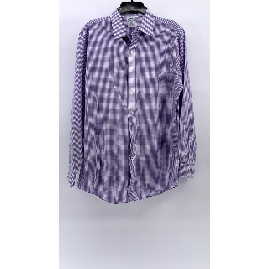 BROOKS BROTHERS Men's Purple Mini Check Button-Up Regent Shirt SZ 16/34