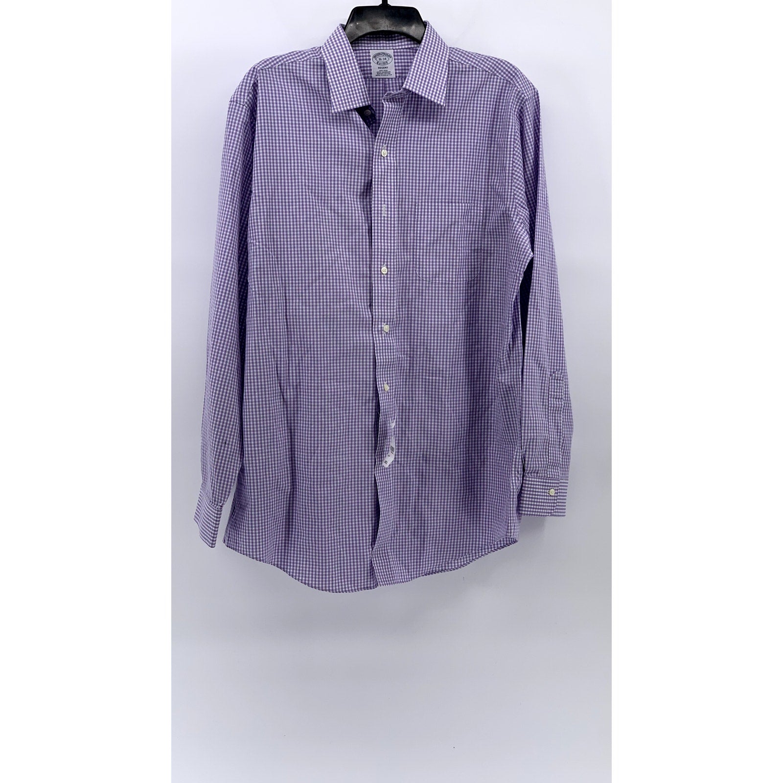 BROOKS BROTHERS Men's Purple Mini Check Button-Up Regent Shirt SZ 16/34