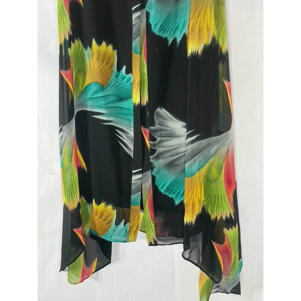PATRICIA LUCA MILANO Women's Black Floral Scoop-Neck Tank Dress SZ S